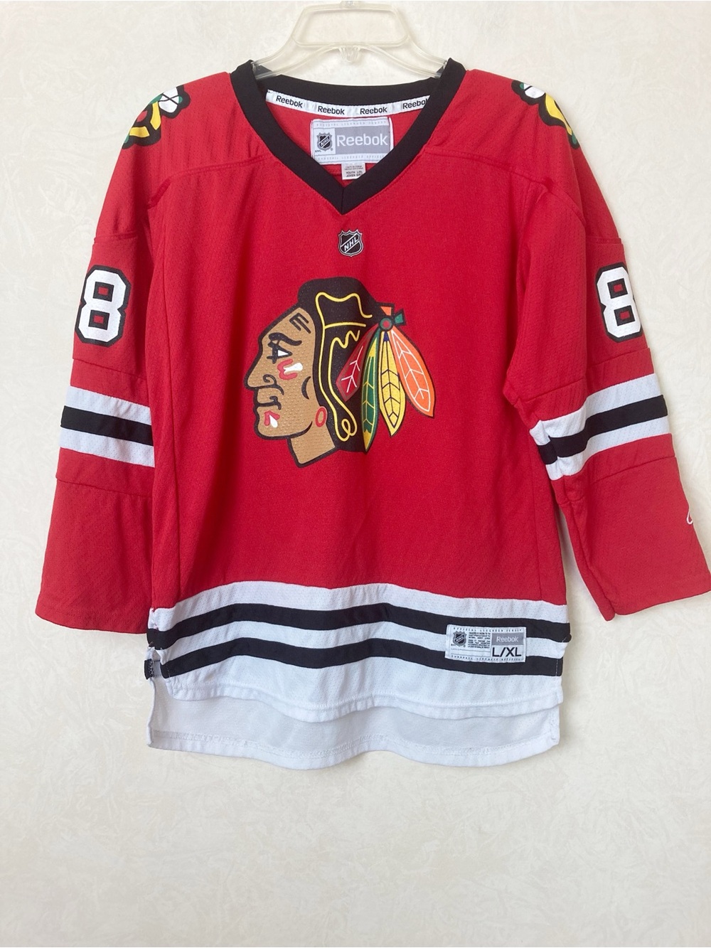 Reebok Chicago Blackhawks NHL Hockey Patrick Kane 88 Jersey Red Youth Size L/XL
